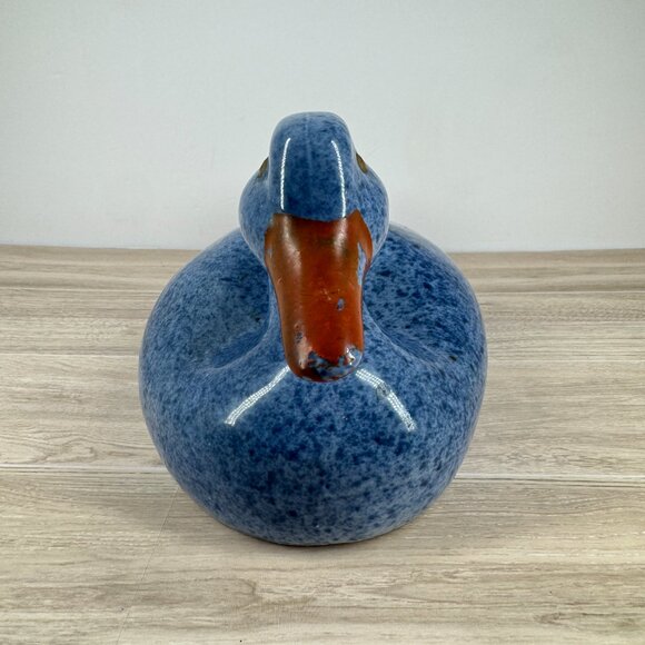 Calico China Blue Speckled Duck Figurine Vintage Ceramic Home Decor - Picture 4 of 12